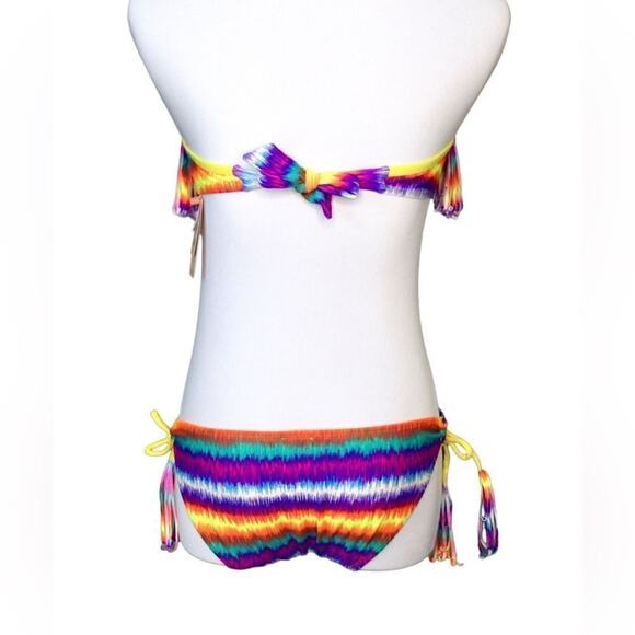 Eve's Temptation Psychedelic Fringed Push Up Bikini Swimsuit SMALL NEW Hyperpop - Picture 6 of 15